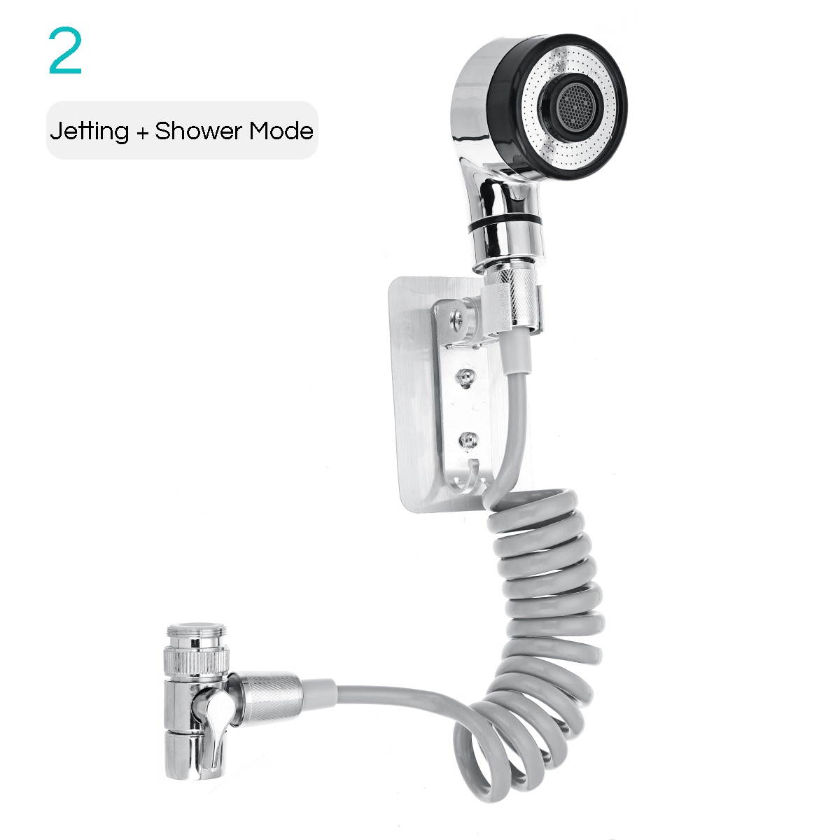 Bathroom Wash Face Basin Water Tap External Shower Head HandHeld Bidet Sprayer Wash Jet Diverter Kit Set Set 2