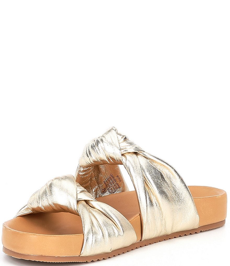 Antonio Melani Byrne Knotted Leather Footbed Slide Sandals