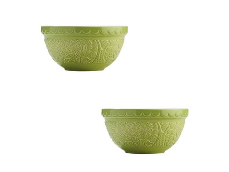 Mason Cash 40oz 2pk Earthenware Mixing Bowls Green