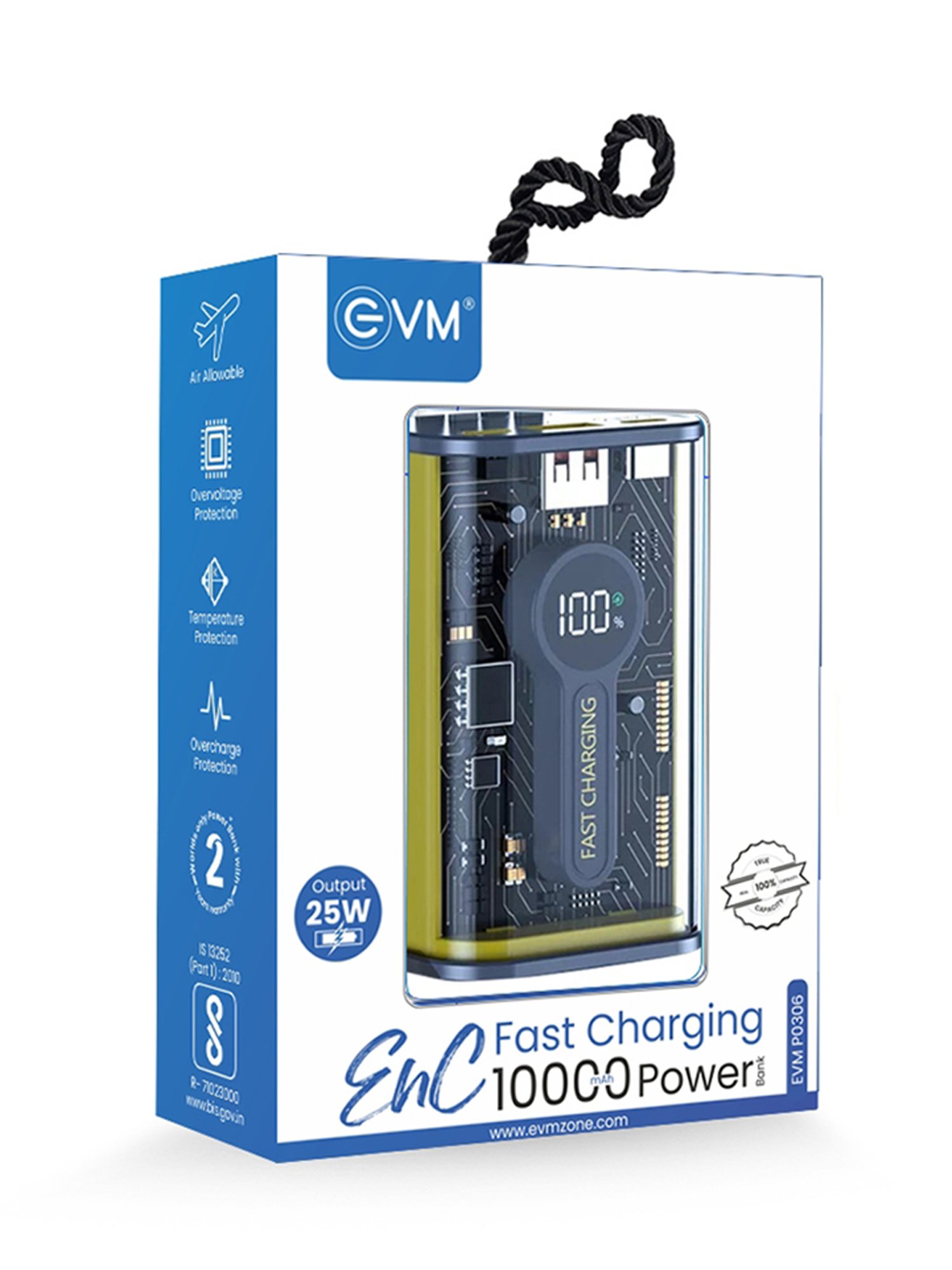 EVM ENC Power Bank 10000 mAh 25W Fast Charging (Black)