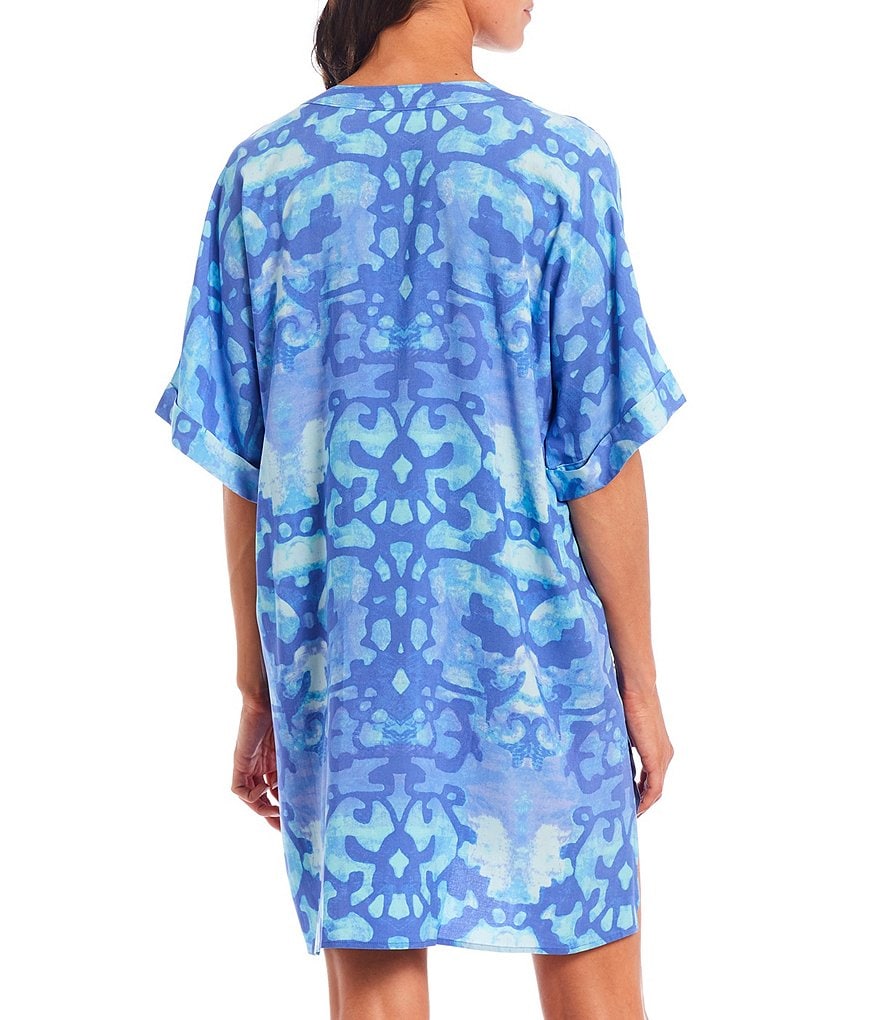 Sleep Sense Wallpaper Printed Short Sleeve Jersey Knit Sleepshirt