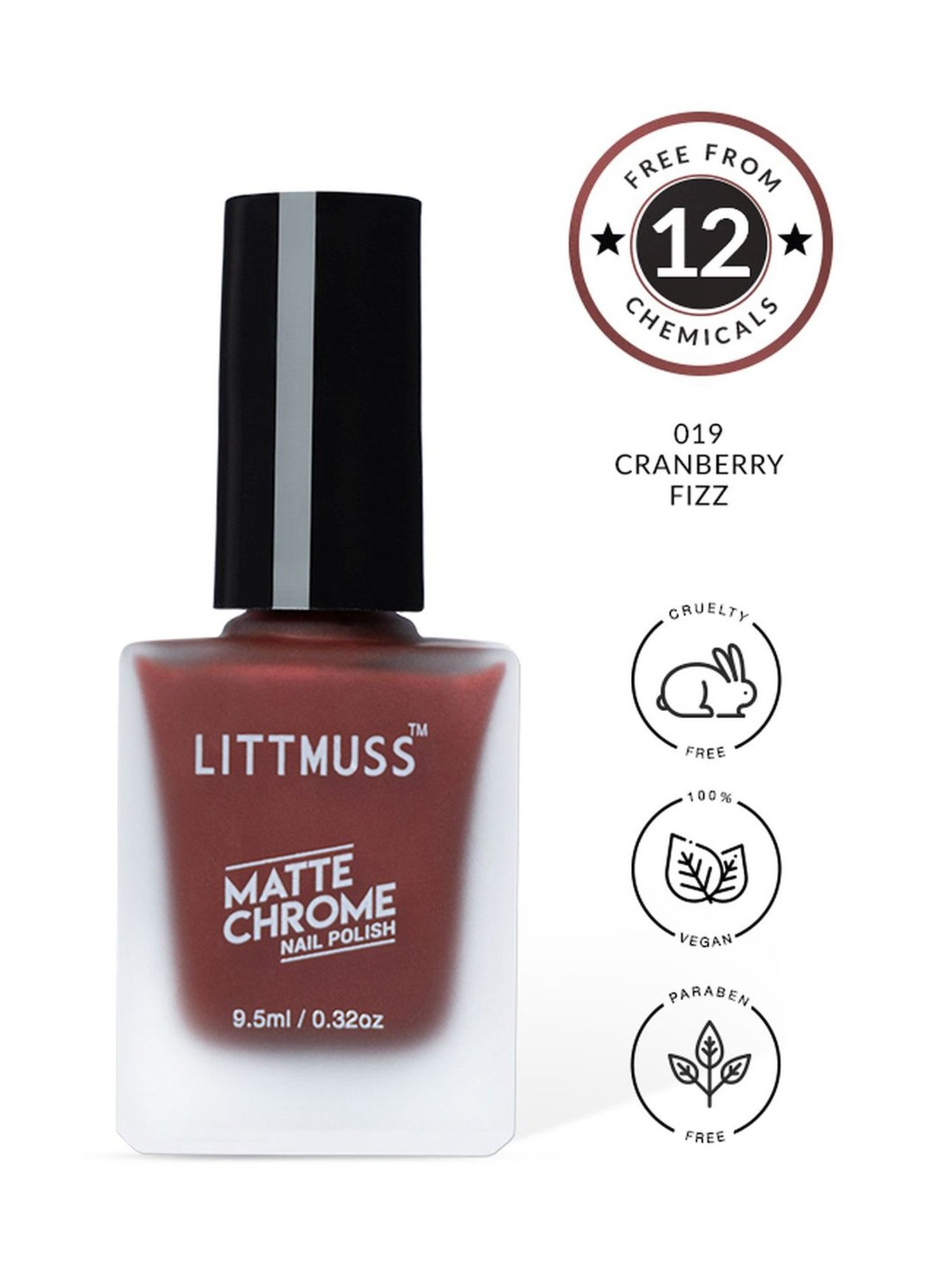 Littmuss Matte Chrome Nail Polish Cranberry Fizz 019 - 9.5 ml