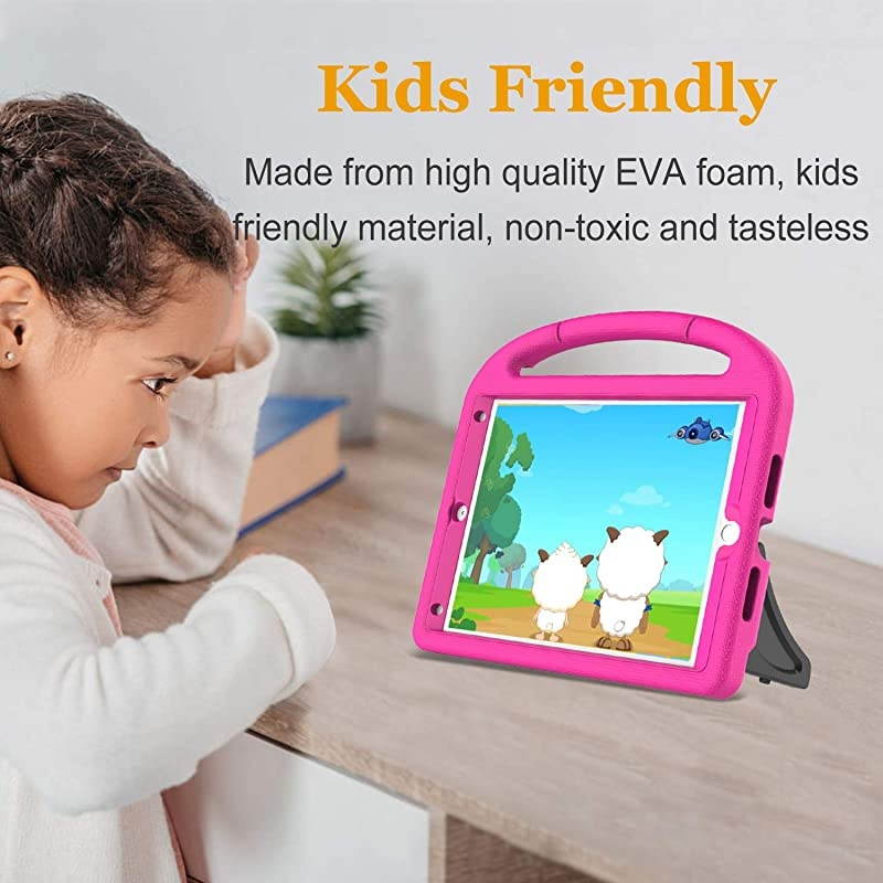 New iPad 8th Generation Case for Kids, iPad 7th Generation Case 2019, iPad 10.2 Case with Screen Protector, Shockproof Lightweight Handle Stand Case for iPad 10.2" 2020 Latest Model, Rose