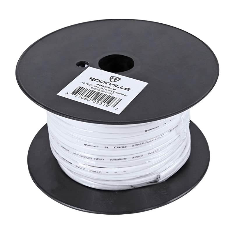 R14G50MSW 50 Foot Spool Marine Waterproof 14 AWG Speaker Wire White
