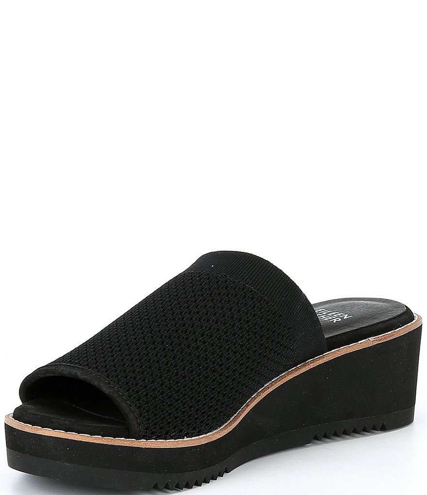 Eileen Fisher Telly Stretch Knit Platform Wedge Slides