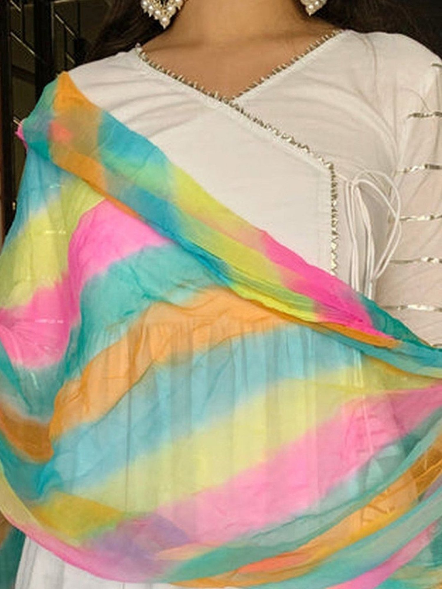 Thread and Button Ash White Kurta with Dhoti