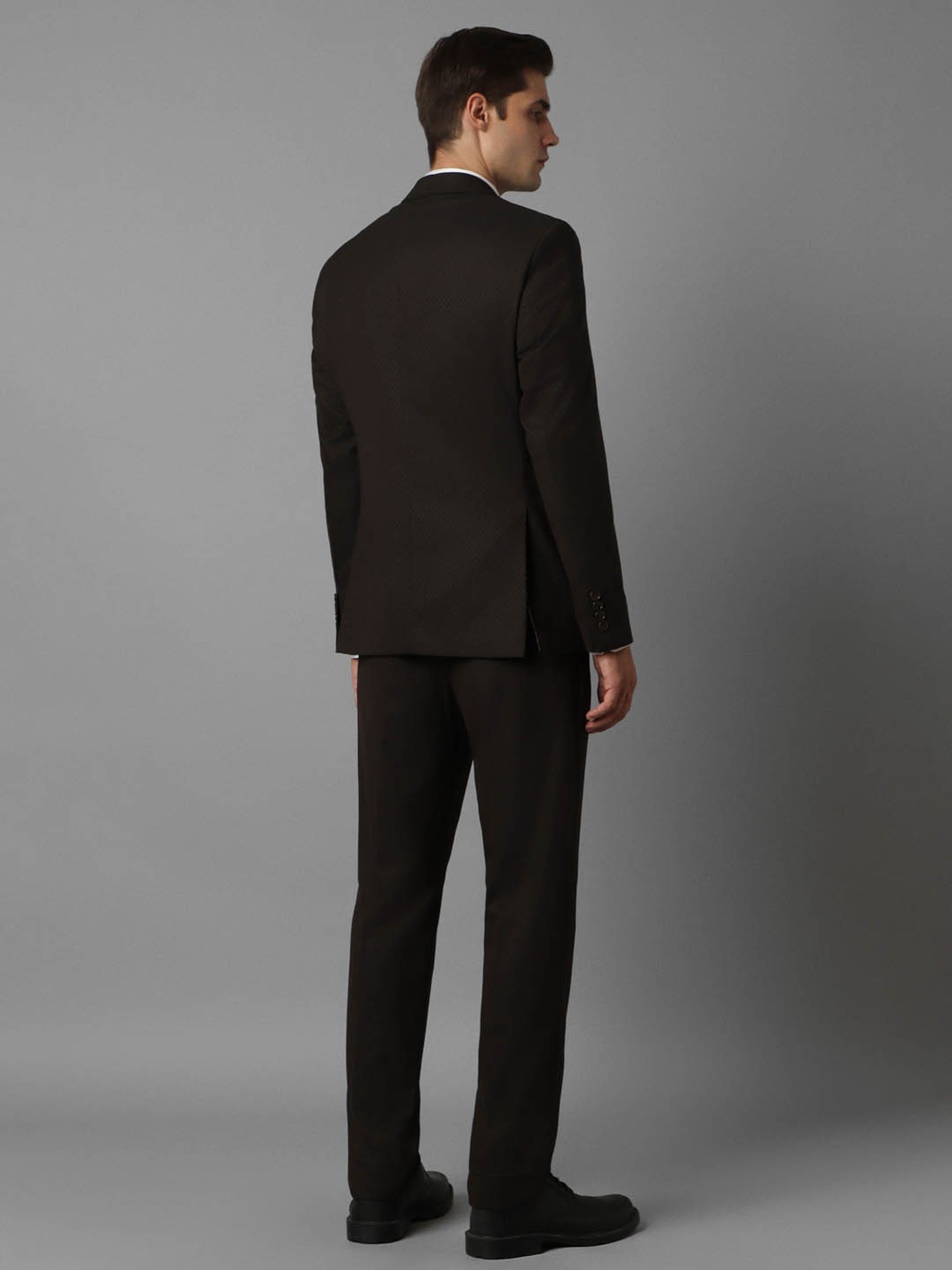 Louis Philippe Mid Brown Slim Fit Three Piece Suit