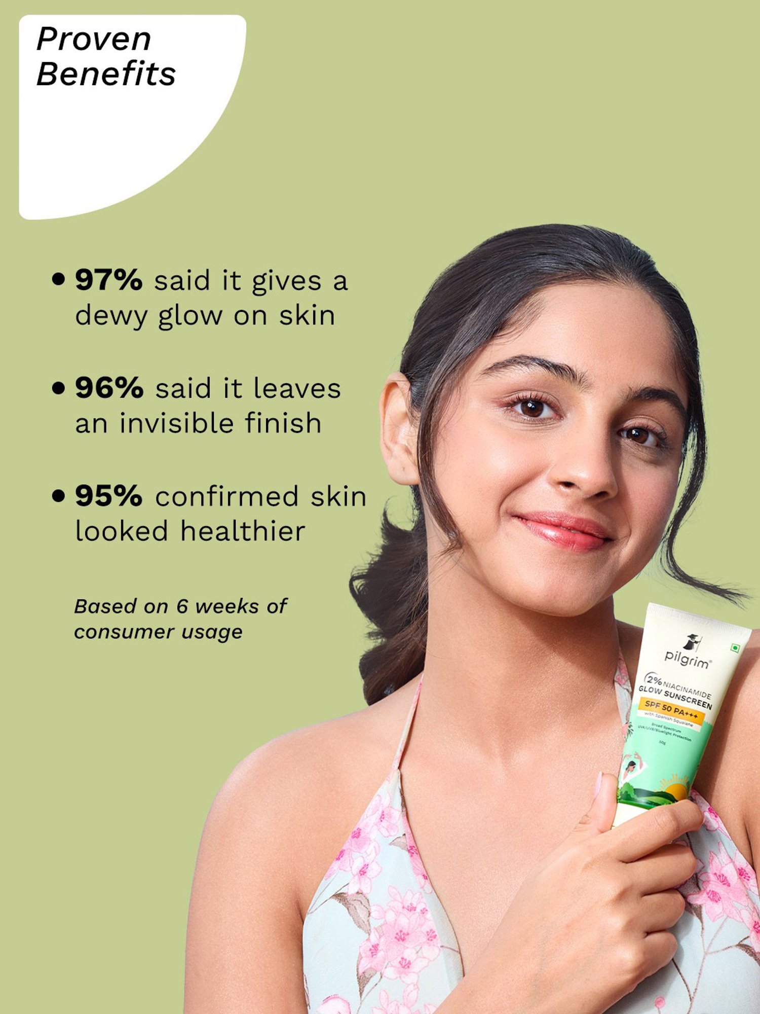 PILGRIM 2% Niacinamide Glow Sunscreen SPF 50 PA+++ - 50 gm