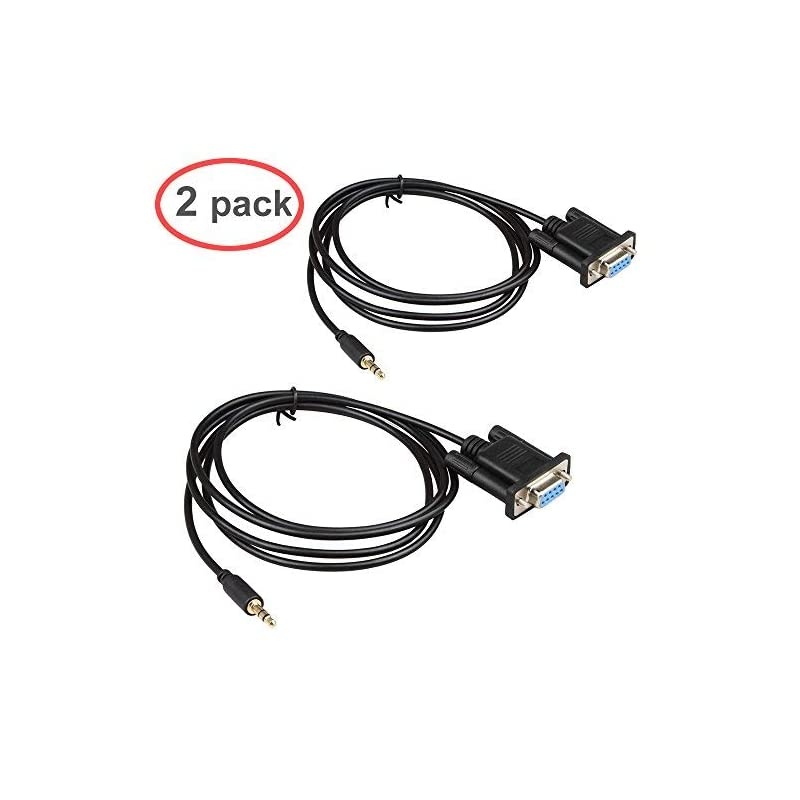 2Pack DB9Pin Female to DC3.5mm Serial Cable-6 Feet Black (2Pack)