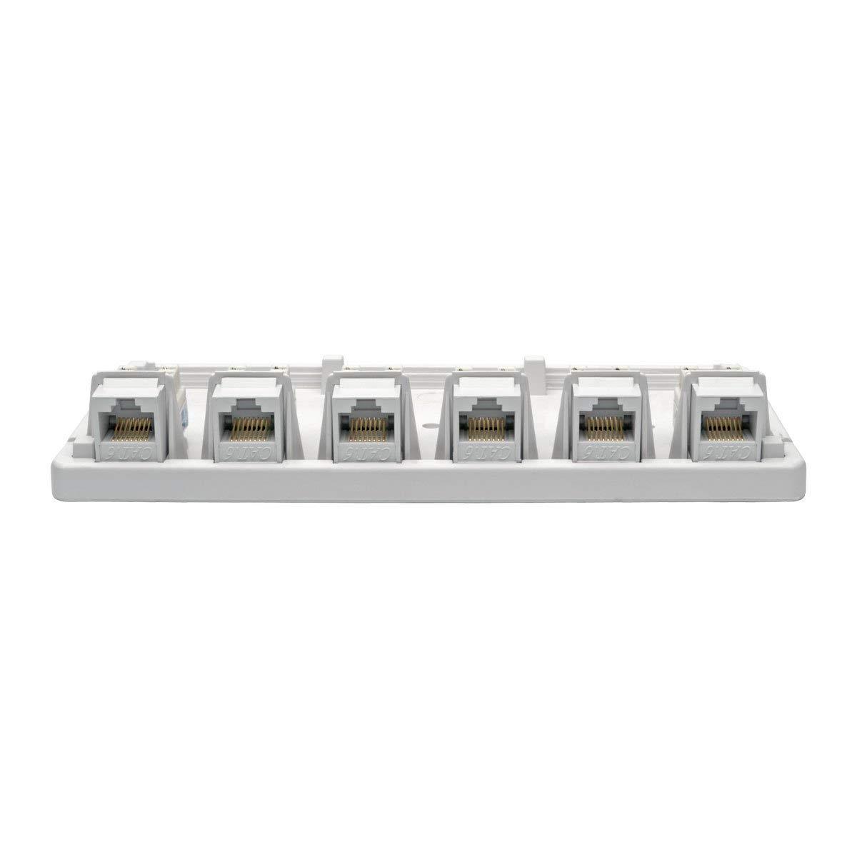 TRIPP LITE N236-006-WH Pre-Configured Unshielded Cat6 6-Port Surface-Mount Box, 110 IDC, RJ45, White
