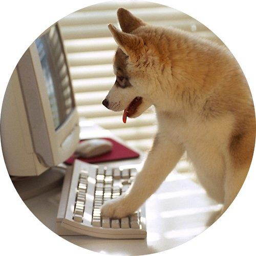 Puppy at computer funny Round THICK Mousepad Mouse Pad Great Gift Idea