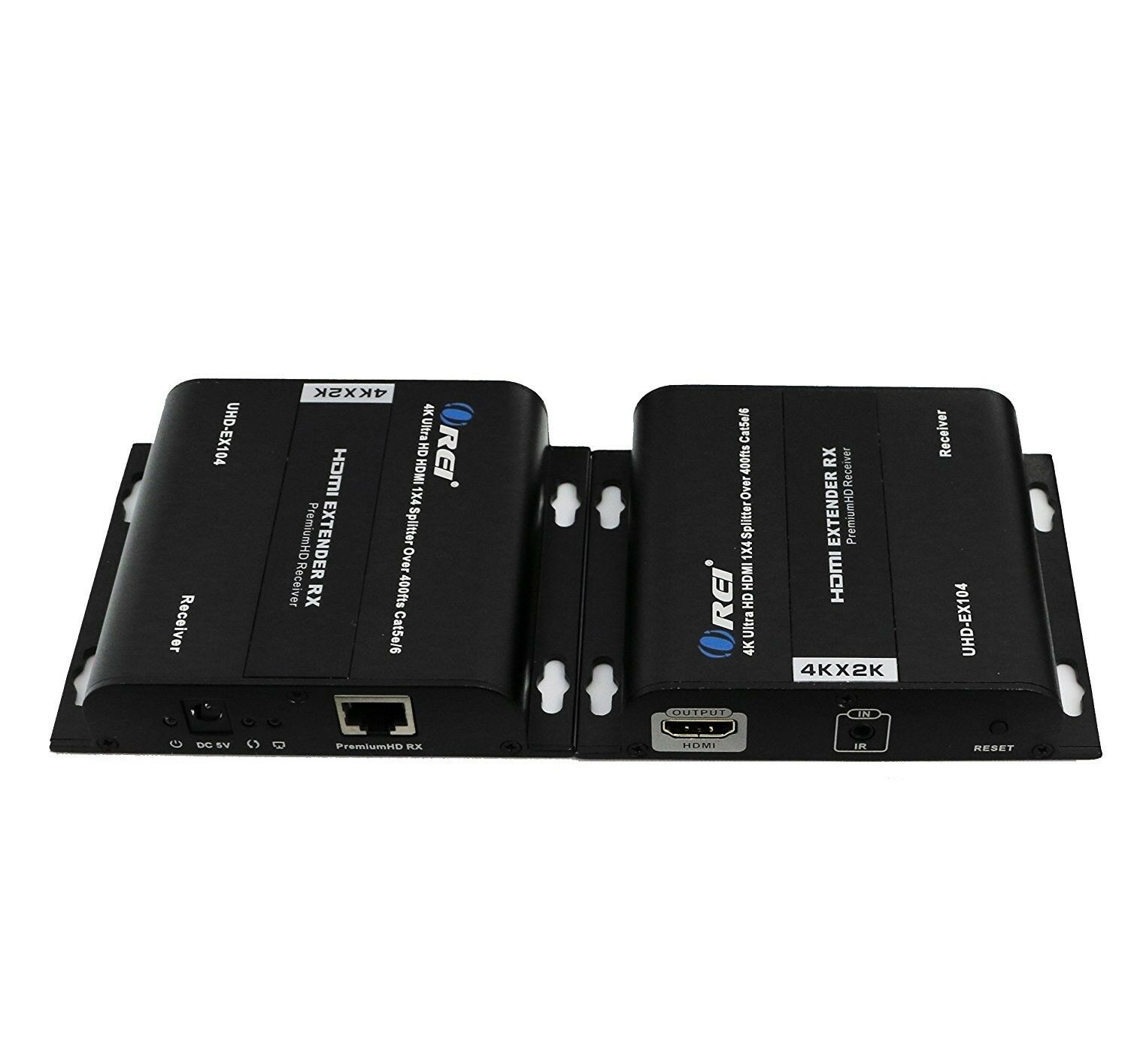 OREI 1X4 HDMI 2.0 Extender Splitter over CAT5/5e/6 with IR - Max 395 Feet (120m) at 1080p, 2K x 4K @ 30 HZ