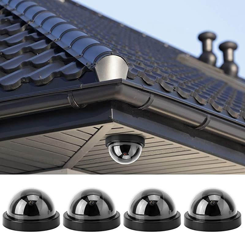 Dome Simulation Camera Fake CCTV Dummy with Flashing Led Light for Homes & Business Powered by 2"AA Batteries (Black)