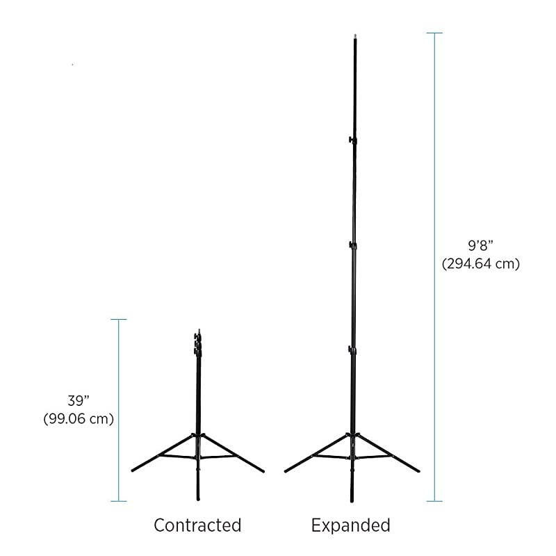 1x 98quot Photography amp Video Light Stand Kit for Lights Reflectors ModifiersCollapsibleSpring CushionedErgonomic KnobsBags amp Sandbags Included