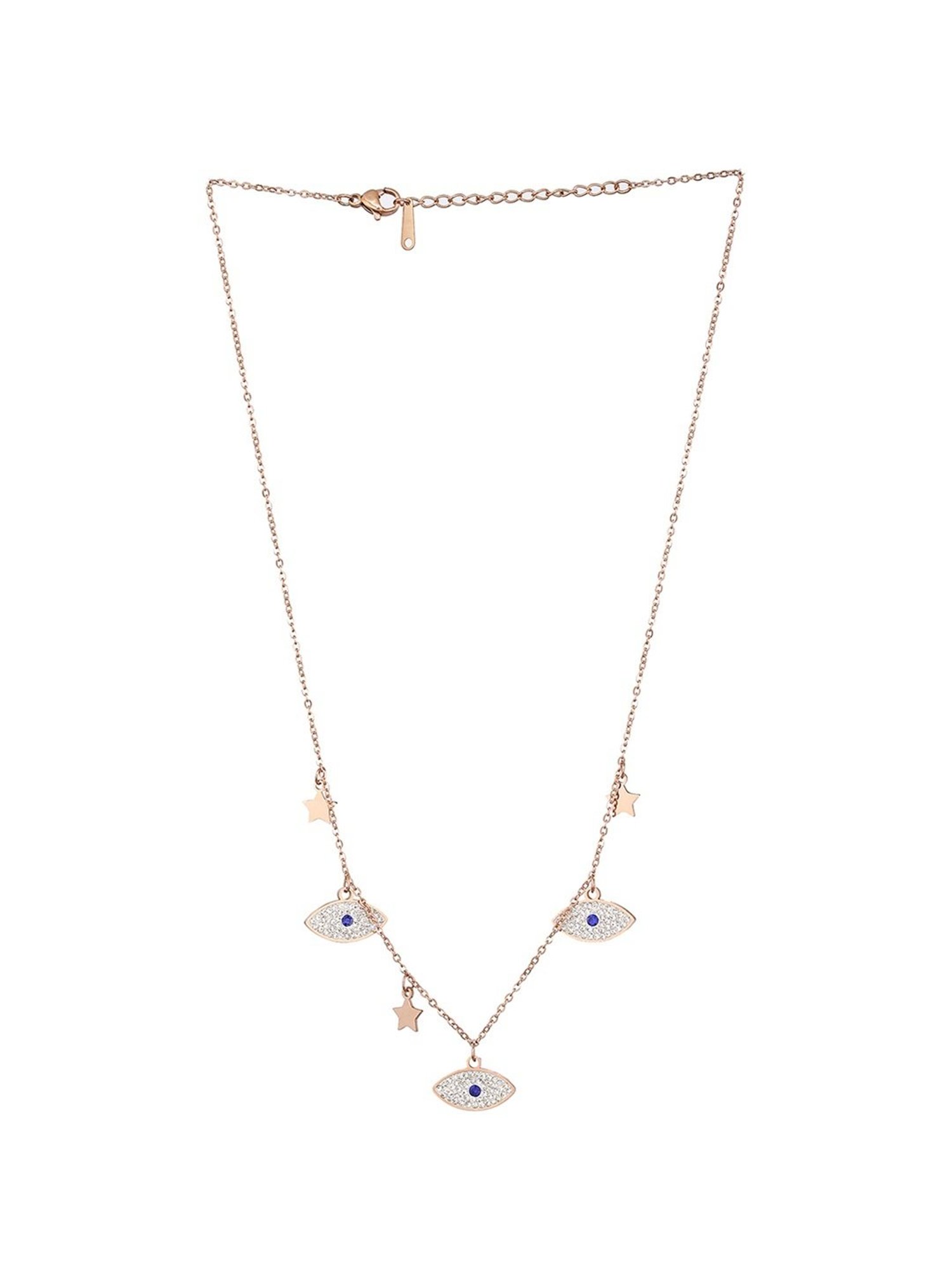 Aatmana Rose Gold-Plated CZ Studded Evil Eye & Star Chain