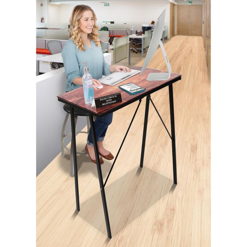 Joy Glass Standing Desk - 31" Modern Multifunctional Table - Wood Grain Print - Stand Steady