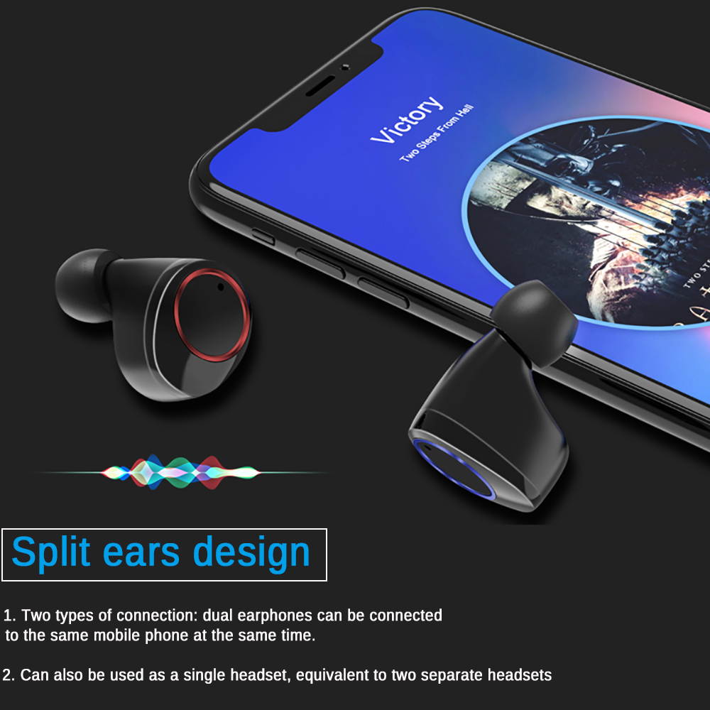 5pcs TWS Bluetooth 5.0 Wireless Earbuds With 4000Amh Charging Case IPX7 Waterproof TWS Stereo Headphones in-Ear Built-in Mic Headset Premium Sound with Deep Bass for Sport - Black
