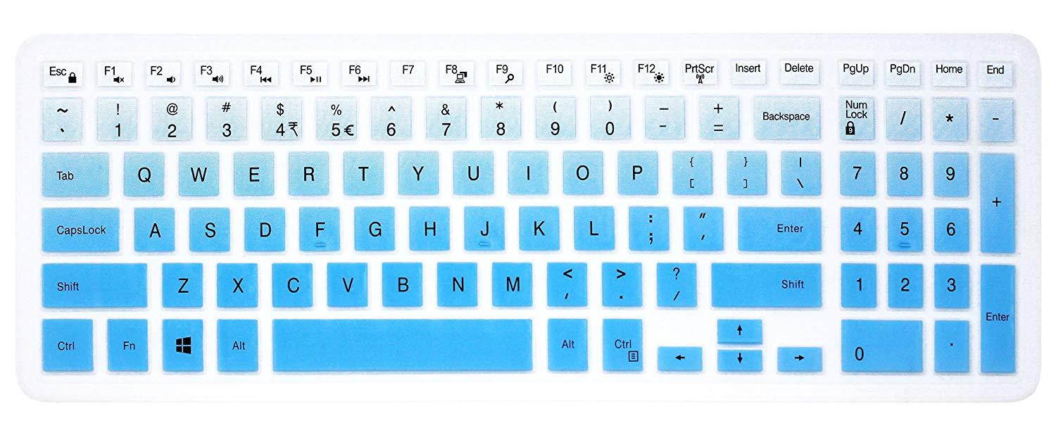 Elastic Silicone Keyboard Cover Skin for 15.6 inch Dell Inspiron 15 3000 & 5000 Series, 17.3 inch Dell Inspiron 17 5000 Series, Inspiron 15 i3541 i5566, Inspiron 17 i5749 Series Laptop (Blue Ombre)