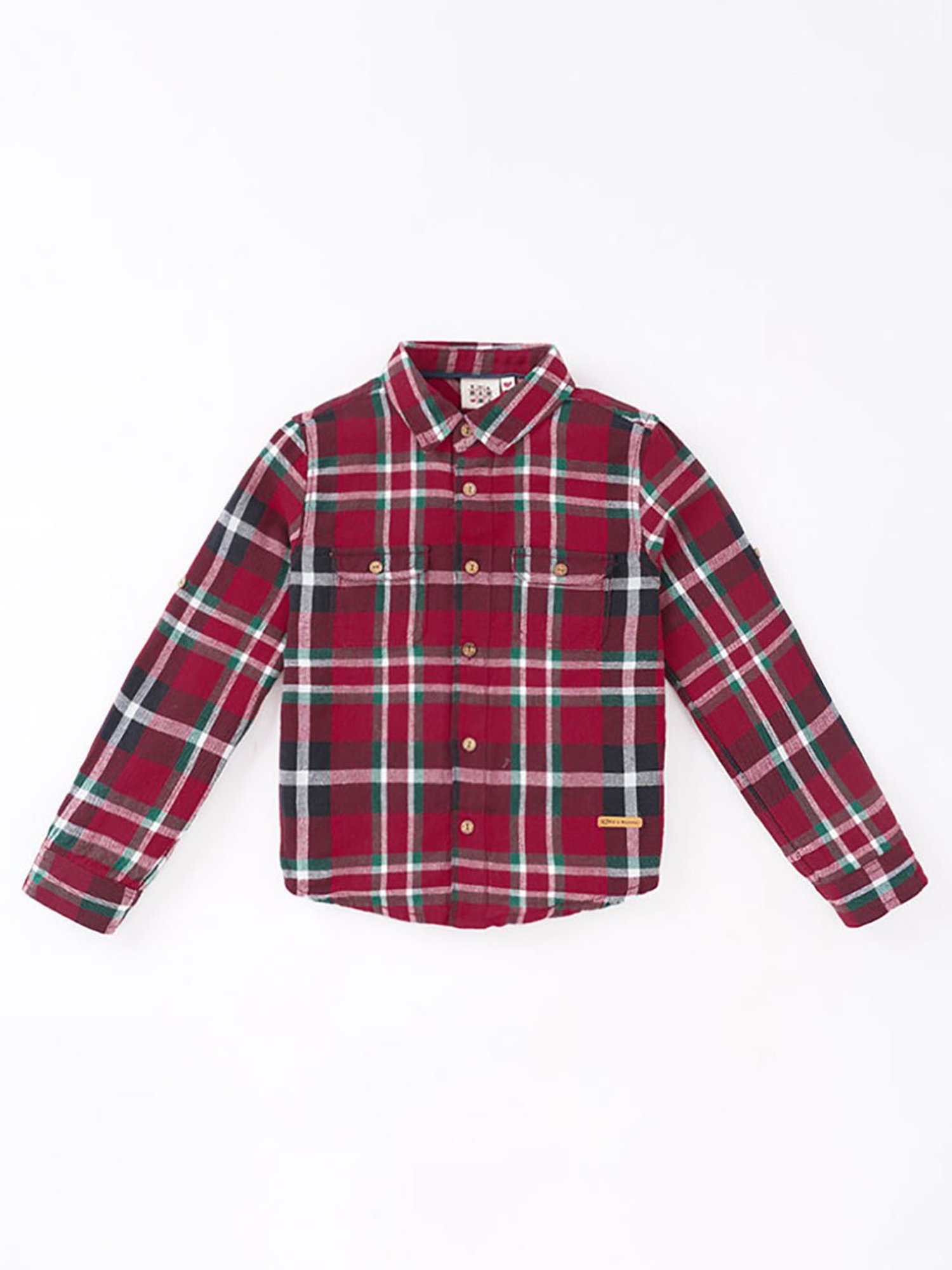 Ed-a-Mamma Kids Red Checks Full Sleeves Shirt
