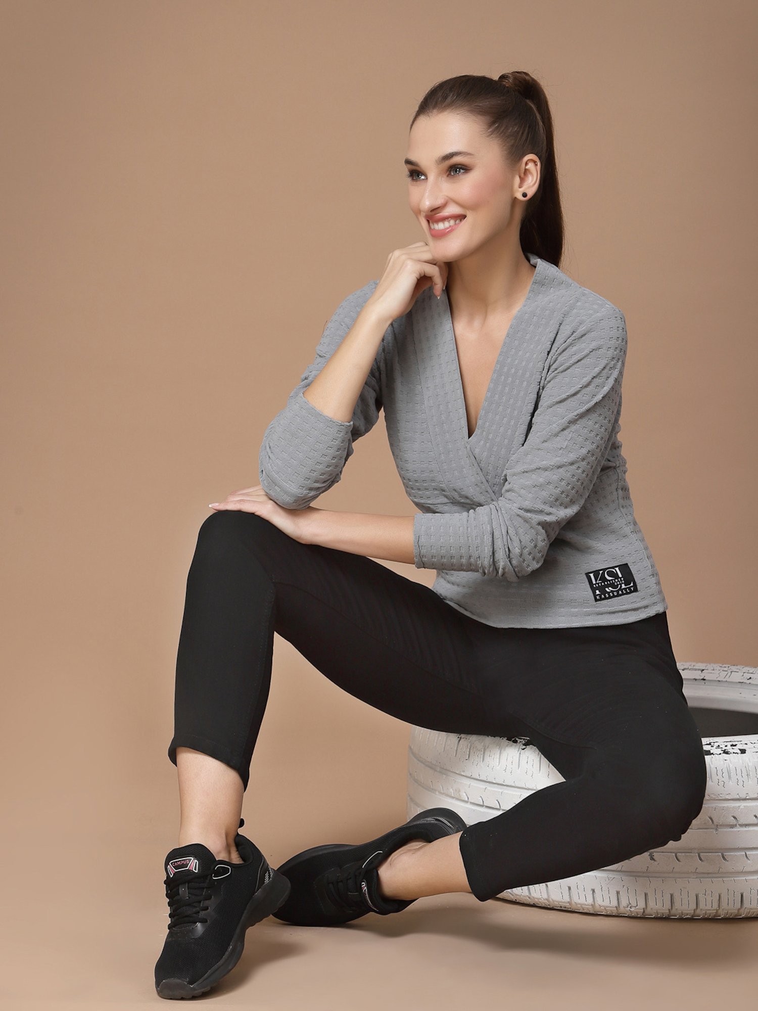 KASSUALLY Grey Relaxed Fit Top