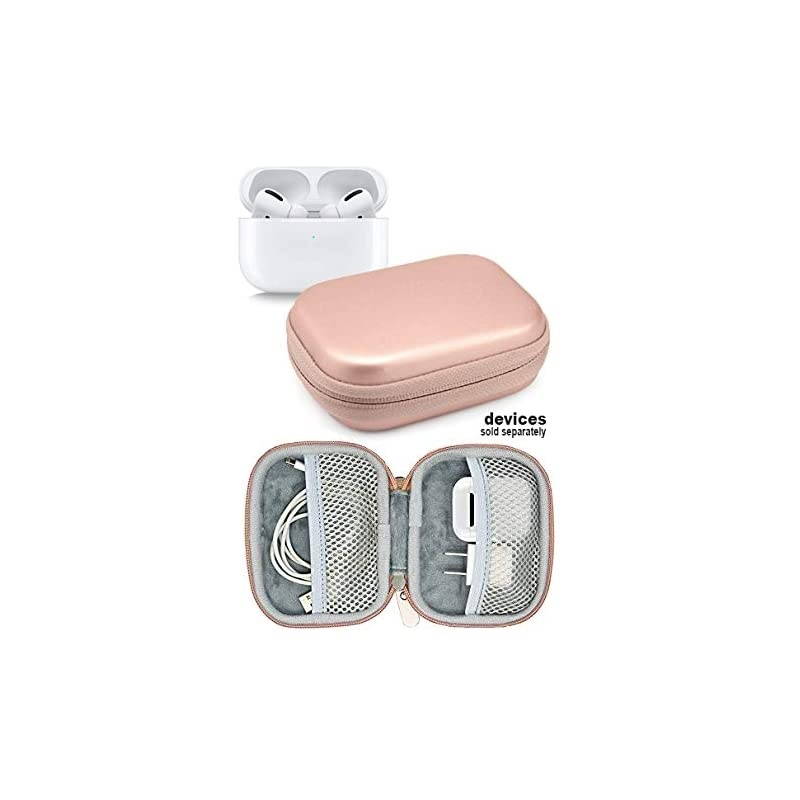 Protection and Storage Case for Airpods Case, Featured Design, mesh Pouches for airpods case, Wall Charger and Cable, (Rose Gold)