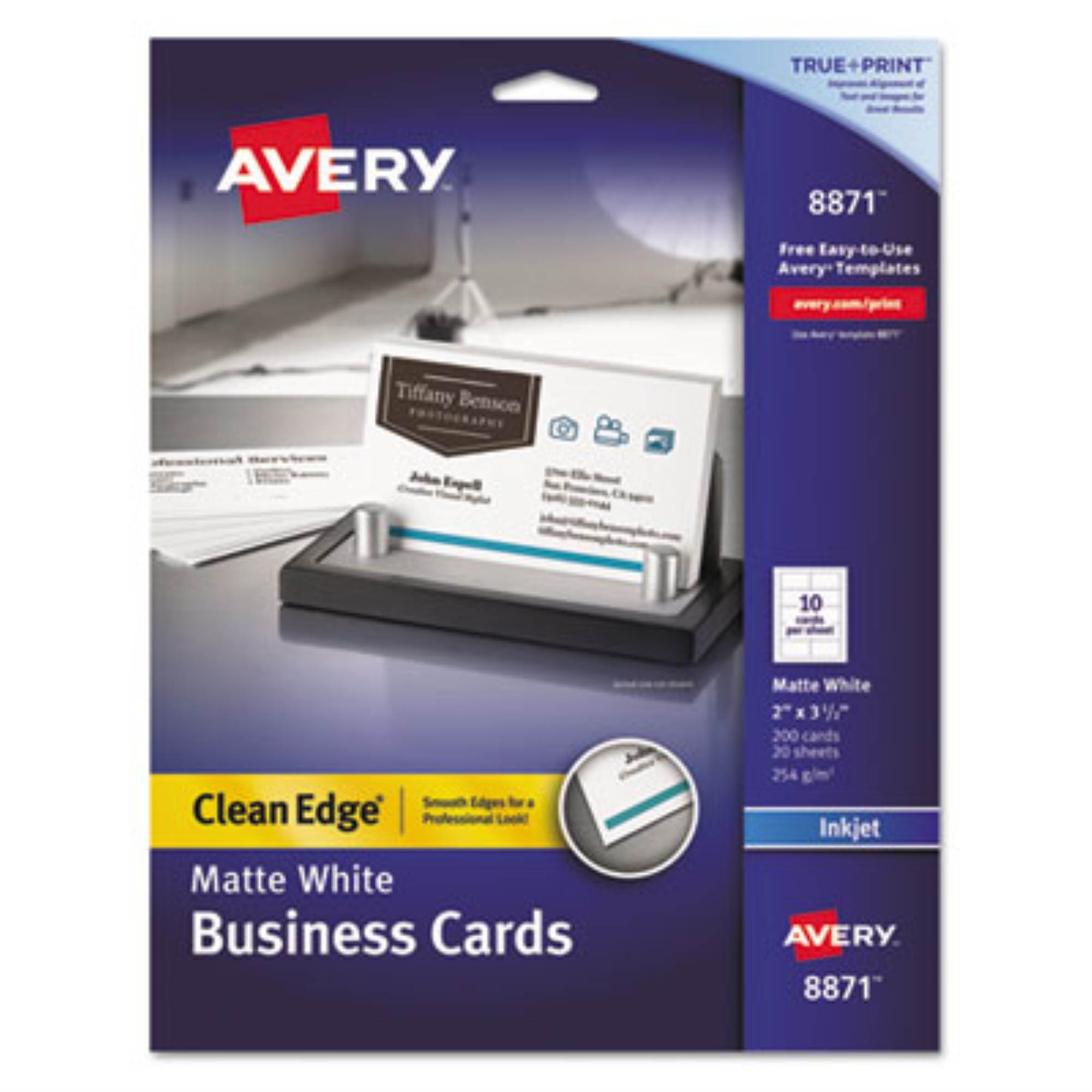 Avery Premium Clean Edge Business Cards ,CARD,BUS,IJ,200/PK,WHT