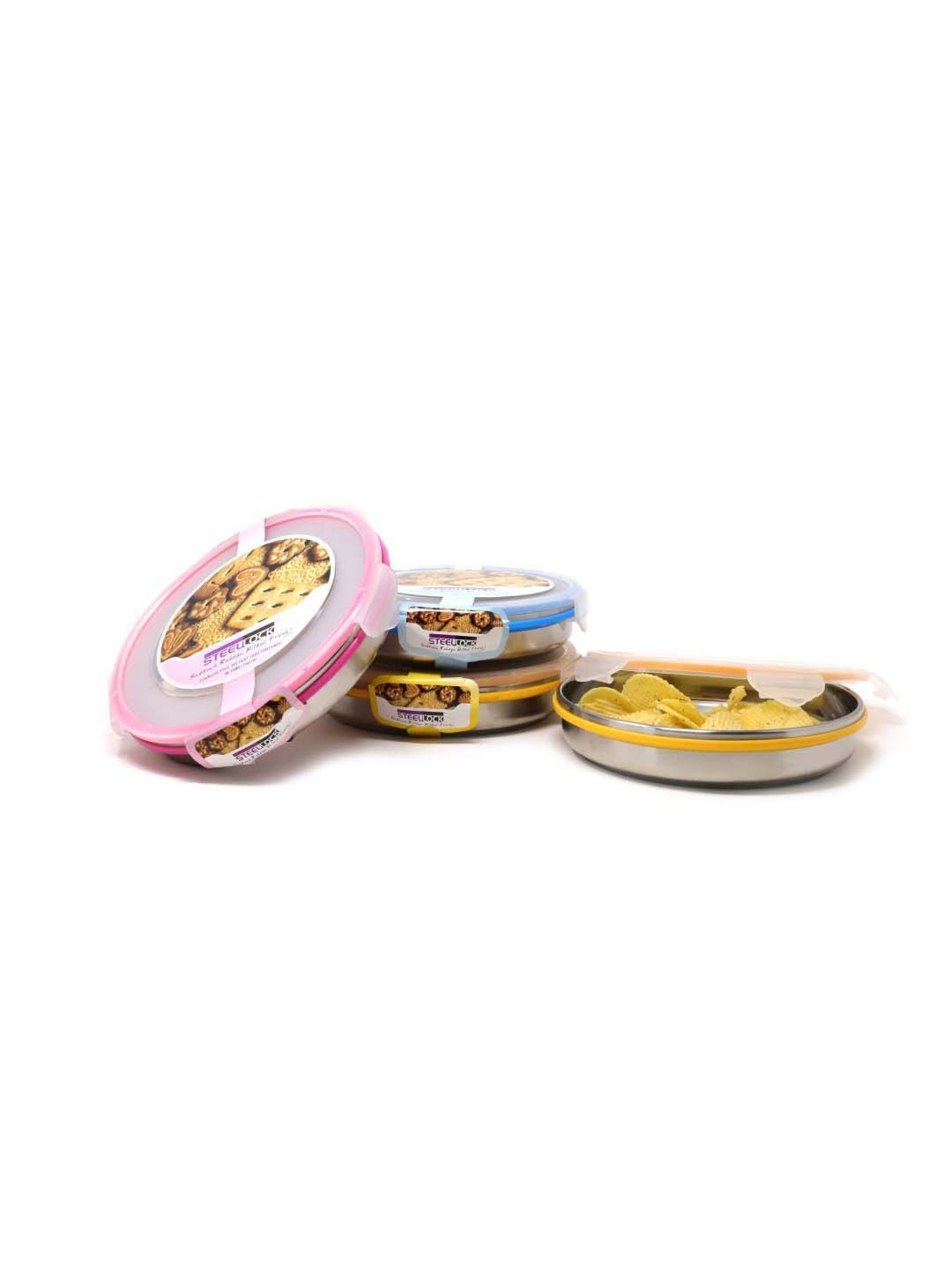 Steel Lock Assorted Color Stainless Steel Storage Containers (750 ml) - Set of 4