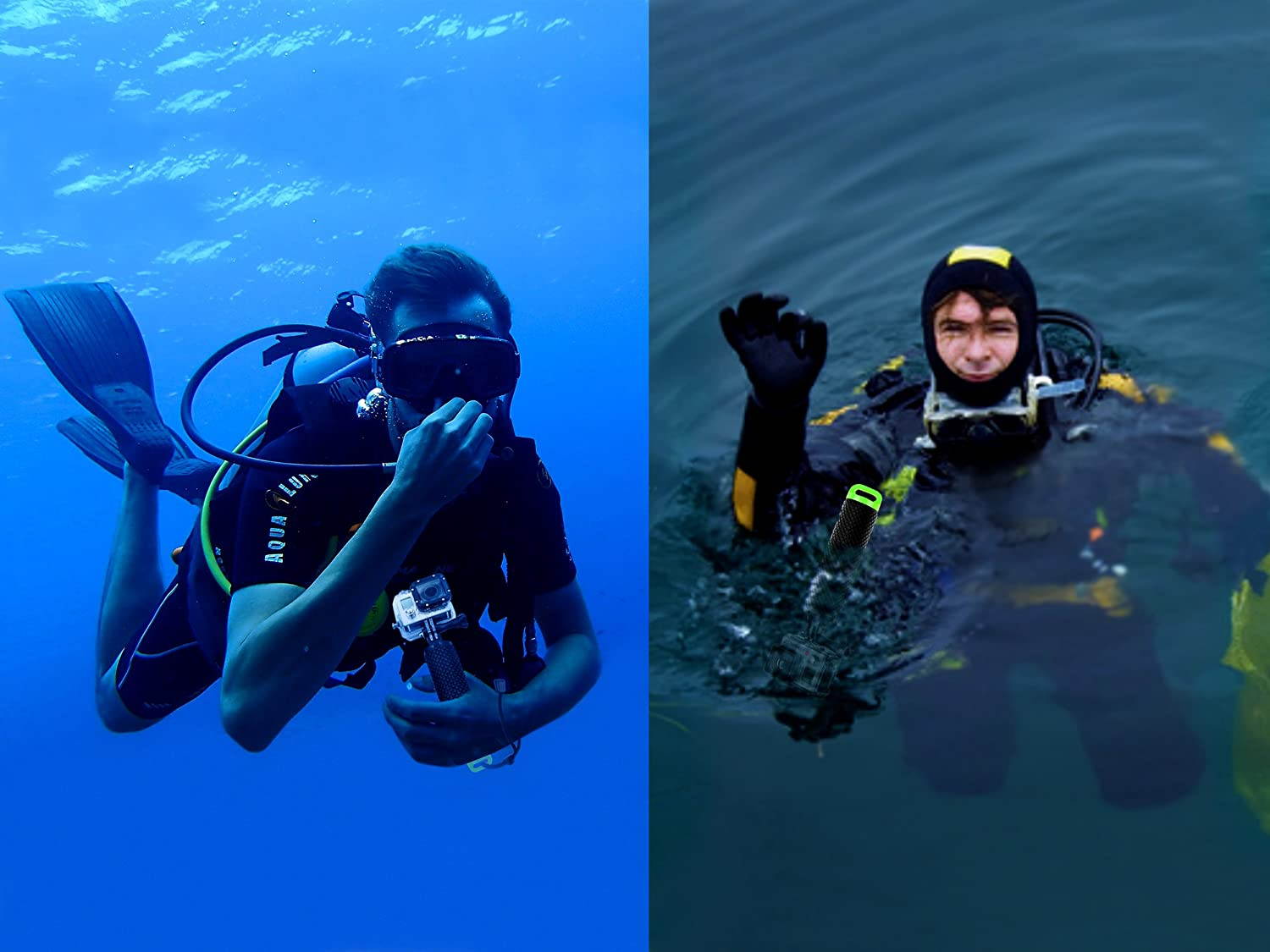 Waterproof Floating Hand Grip Compatible with GoPro Cameras Hero 8 7 6 5 4 3 2 1 Session Black Silver Handler Plus Free Handle Mount Accessories for Water Sport and Action Cameras (Green)