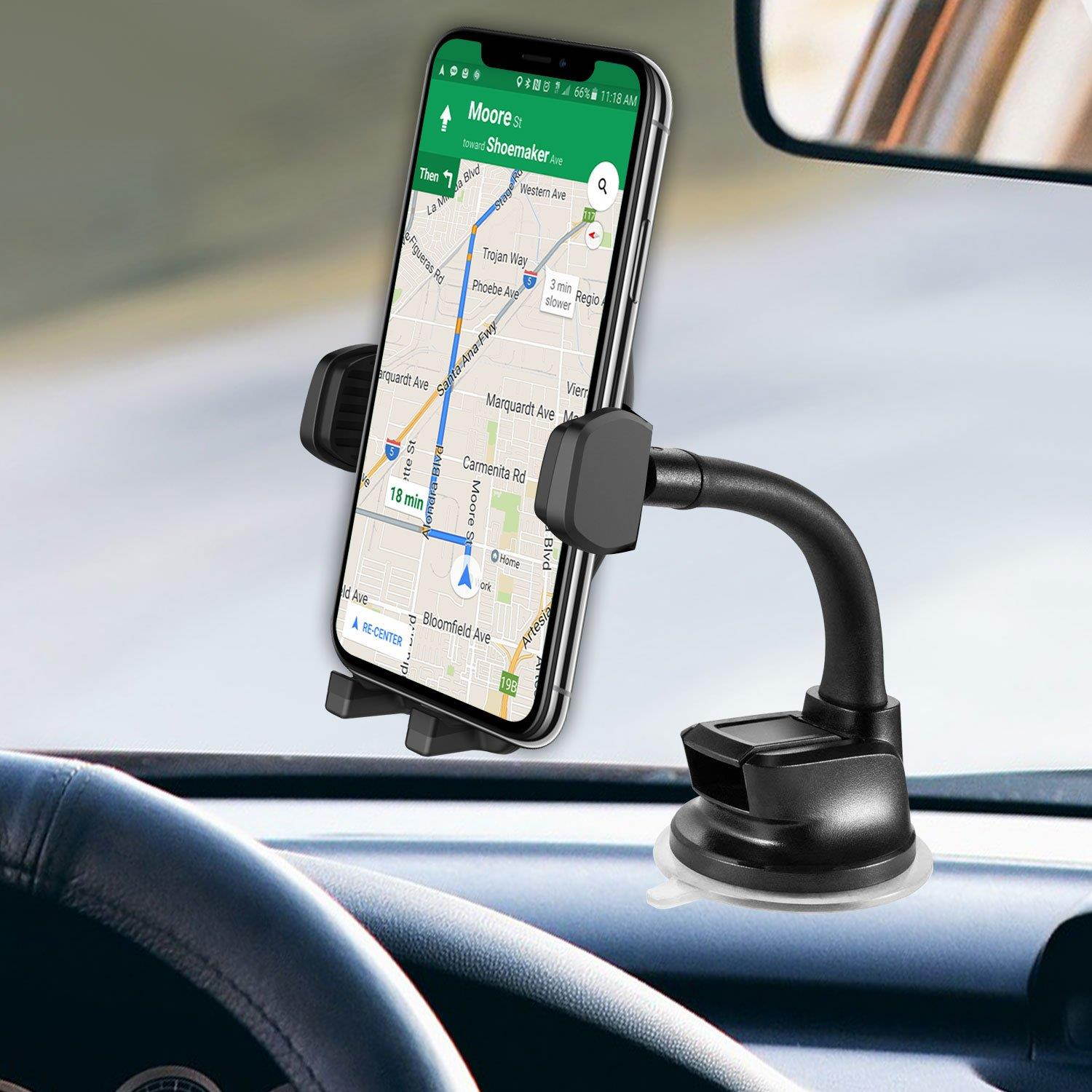 Cellet Goose-Neck Dashboard & Windshield Mount Car Cradle Smartphone Holder Compatible for LG V40 ThinQ,G7 ThinQ,Exalt LTE,V30,V30+,Stylo 4/3/2/1,K30,Q7+,Stylo 4 Plus,G6,X Charge,X Power,X Venture
