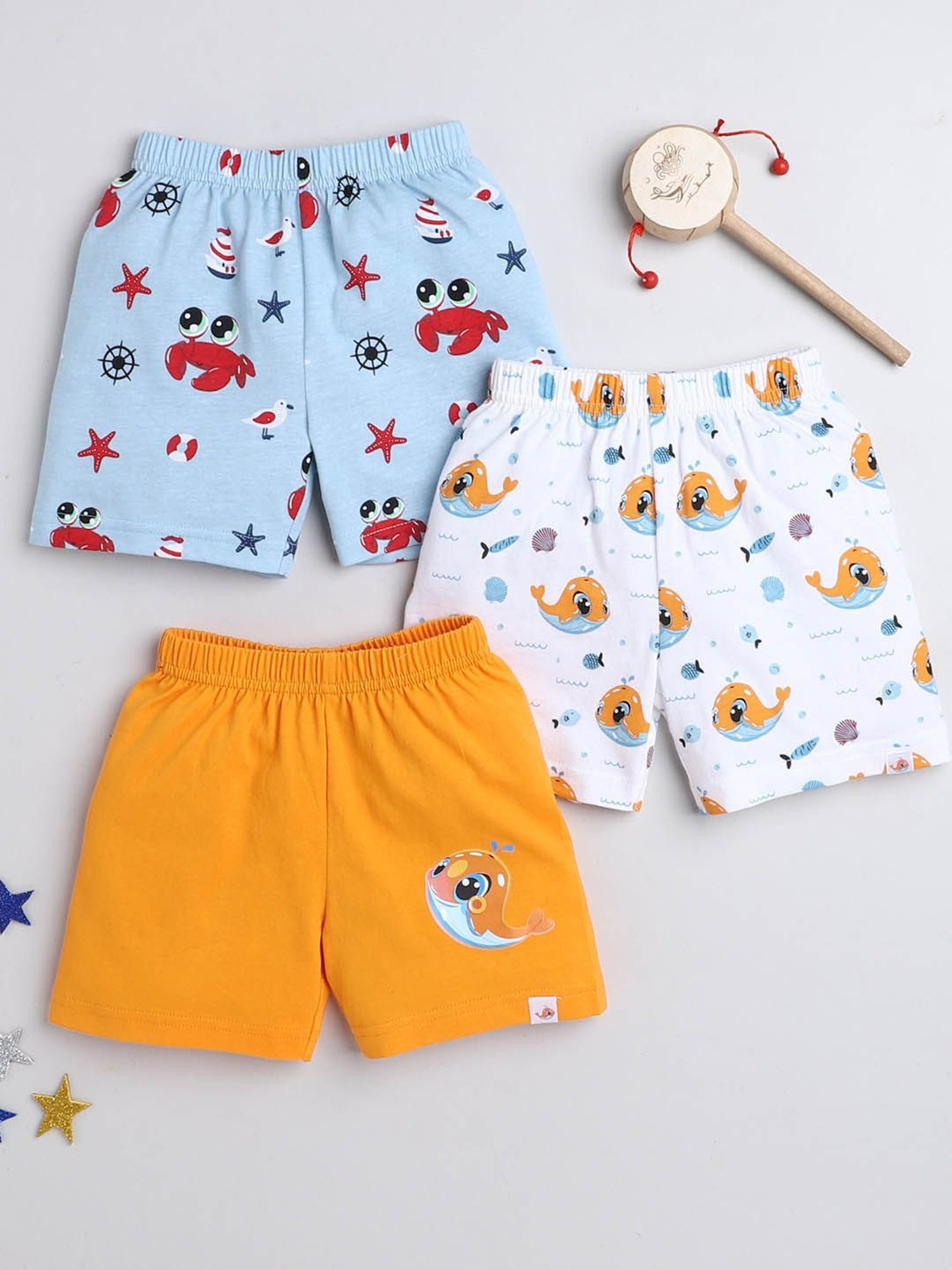 Bumzee Kids Multicolor Printed Shorts (Pack Of 3)