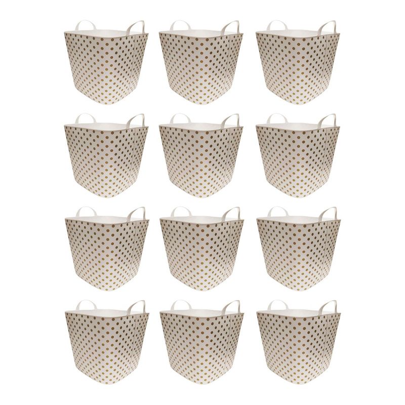 Life Story 25 Liter Plastic Home Storage Container Bin Basket, Gold (12 Pack)