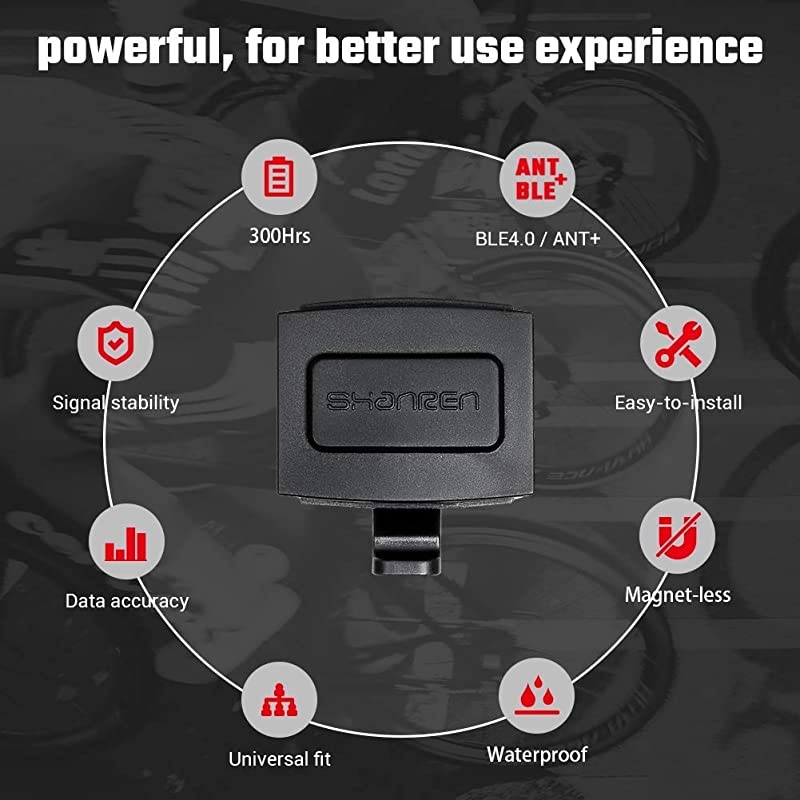 Cycling Speed Sensor Bluetooth ANT+ Wireless Bicycle Speed Sensor for Spin Bike Cycling Computers
