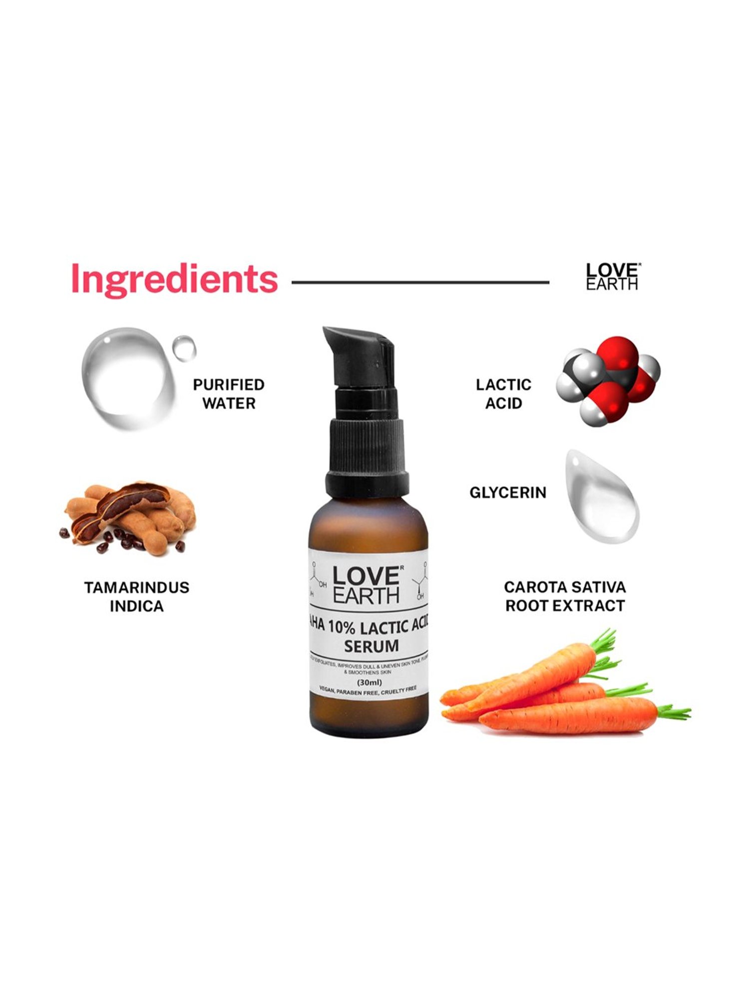 Love Earth AHA 10% Lactic Acid Exfoliating Serum - 30 ml