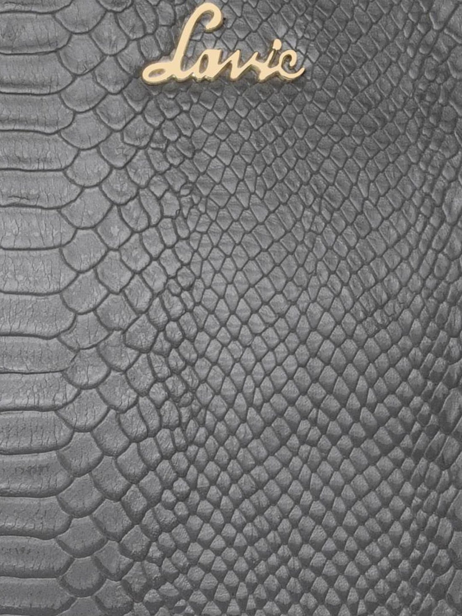 Lavie USHYCROC Grey Textured Medium Handbag