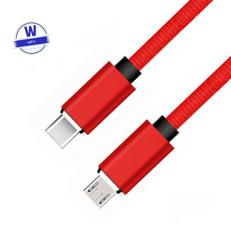 Braided Micro USB to type-C cable,USB-C Male to Micro usb Male Data cable Android Charging Cable