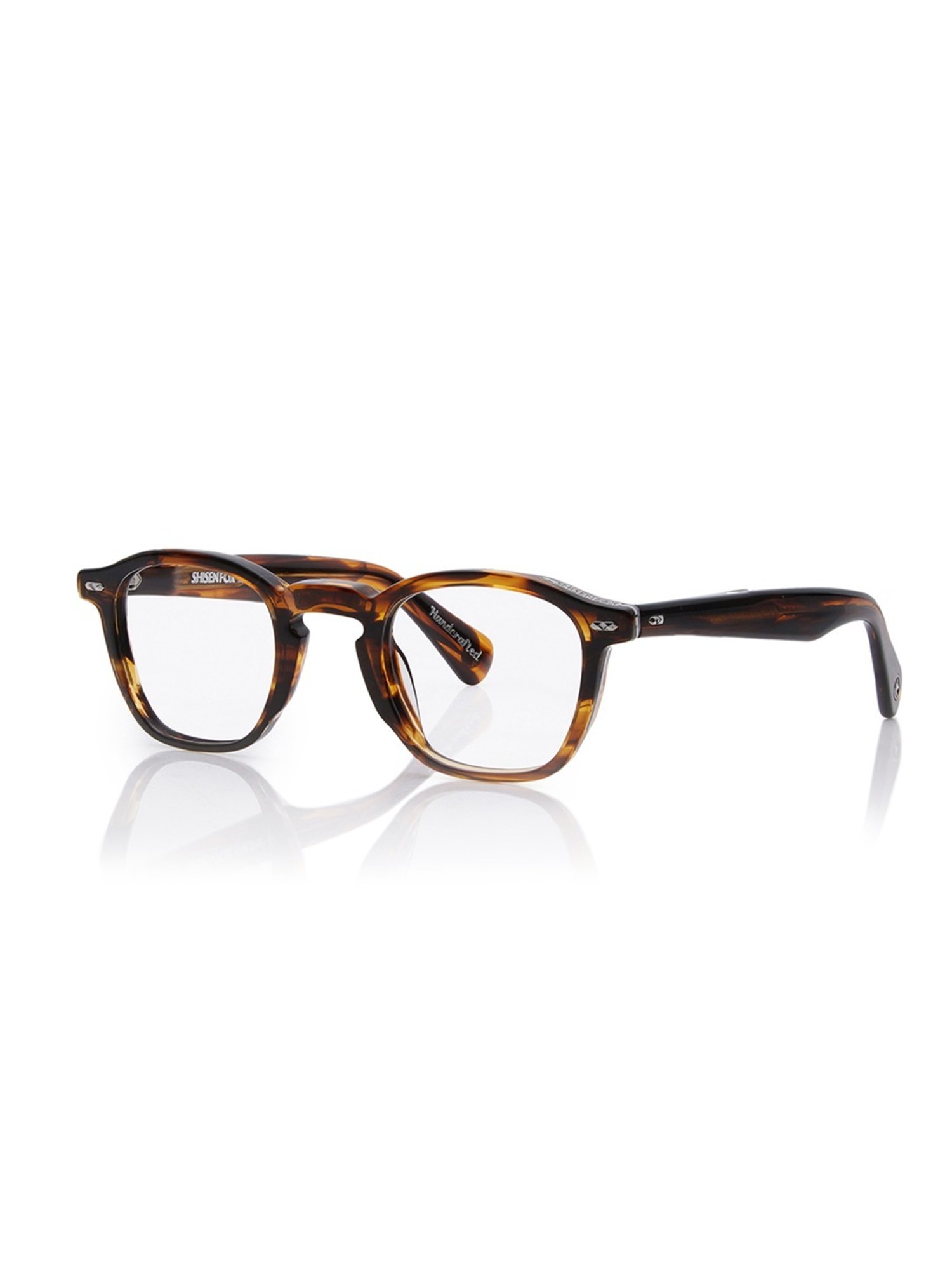 Shisen Fox NIKO Brown Bamboo Square Unisex Blue Filter Computer Lenses -46 mm