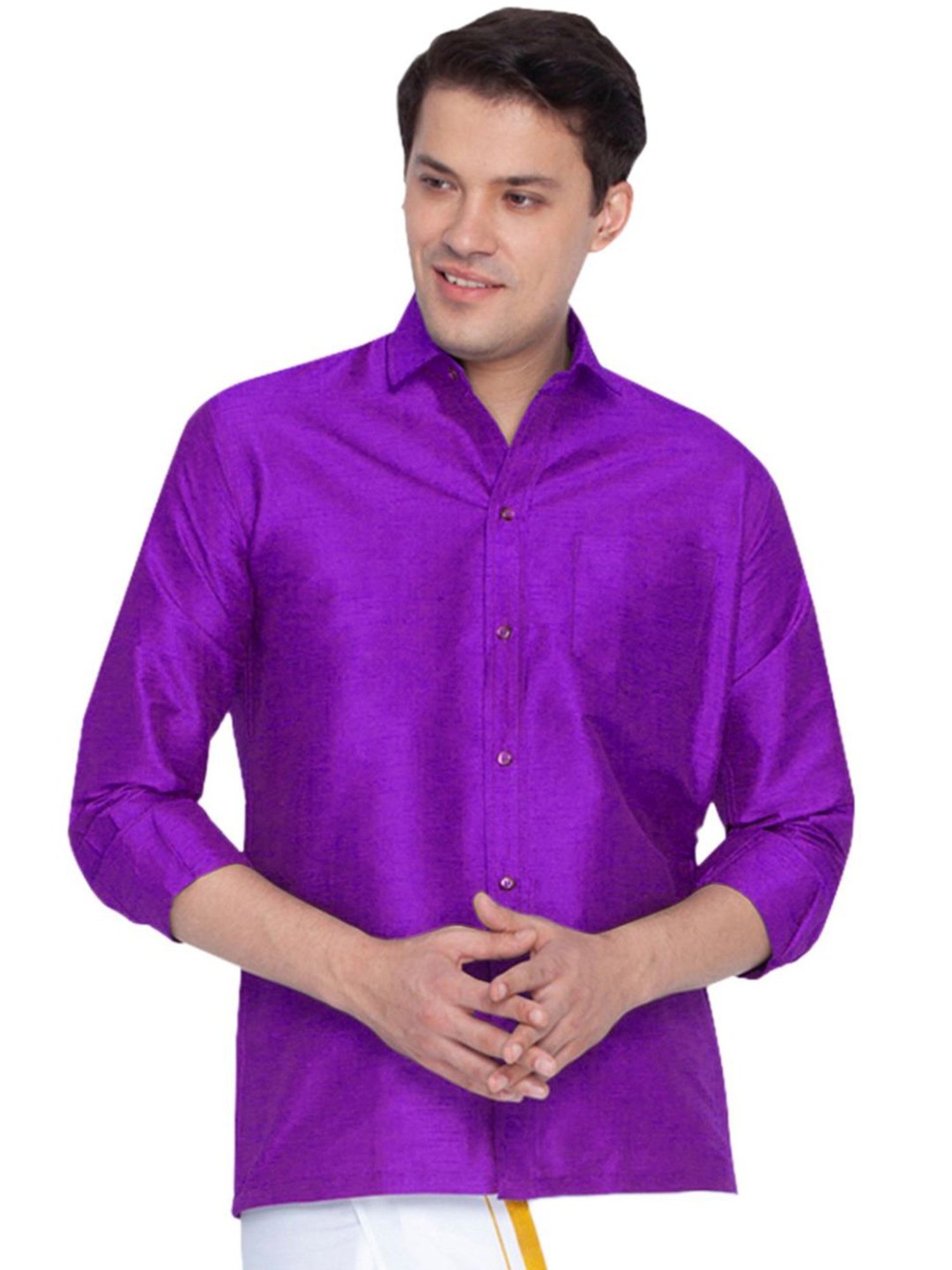 Vastramay Purple Straight Fit Shirts