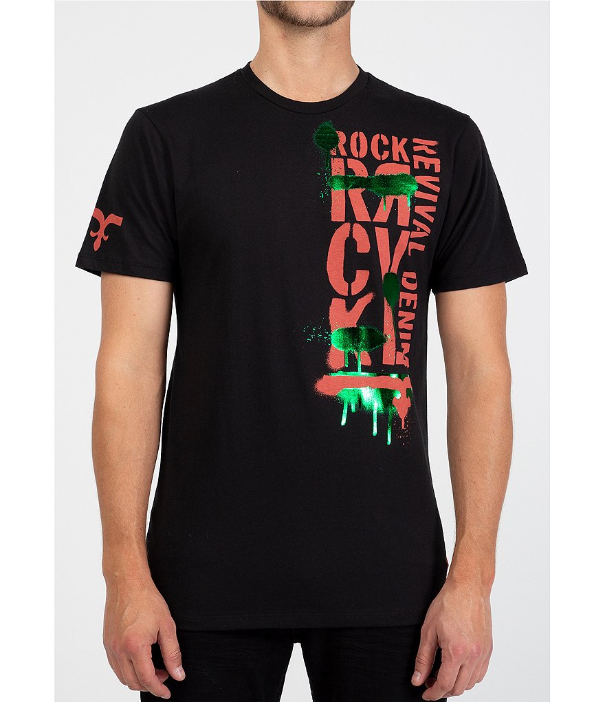 Rock Revival Short-Sleeve Vertical Grafetti Graphic T-Shirt