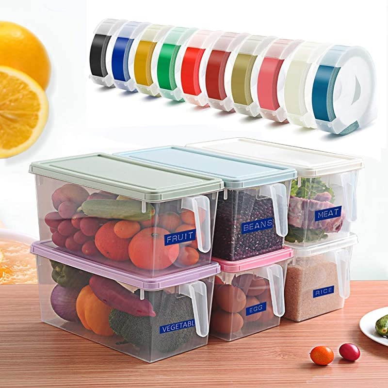 3D Embossing Labels Tape Compatible with Dymo Embossing Label Maker DIY Manual Label Printer,1/4''x 9.8',10 Colours Plastic Organizer Embossing Label Makers 1610 Tape 10 Rolls