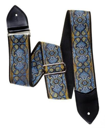 Jodi Head 2.5" Martin Paisley Sea Blue Guitar Strap with Leather Ends