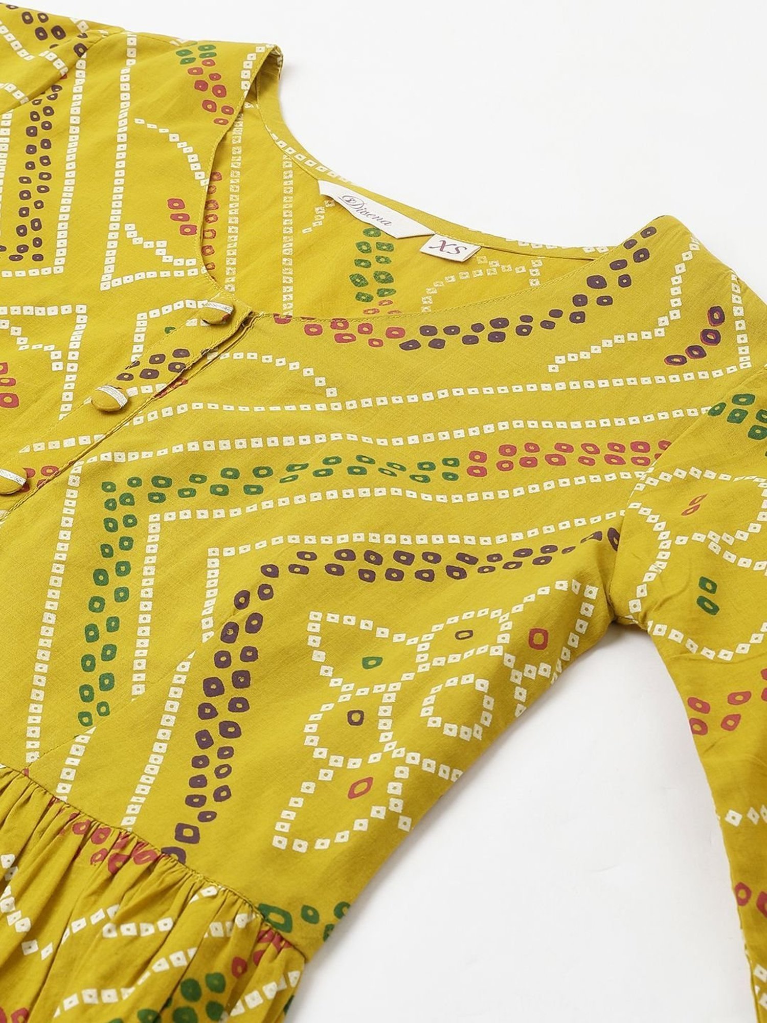 Divena Mustard Pure Cotton Printed Tunic