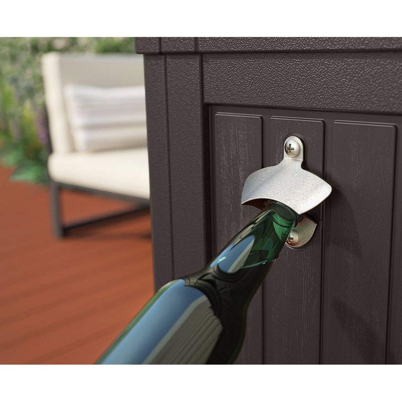 Suncast BMDC6200 Outdoor Patio Deck Resin Entertaining Cooler Station, Java