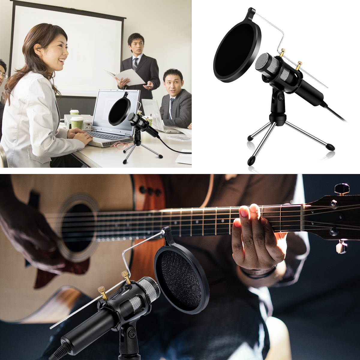 Professional Condenser Microphone USB Home Studio Podcast Recording PC Laptop