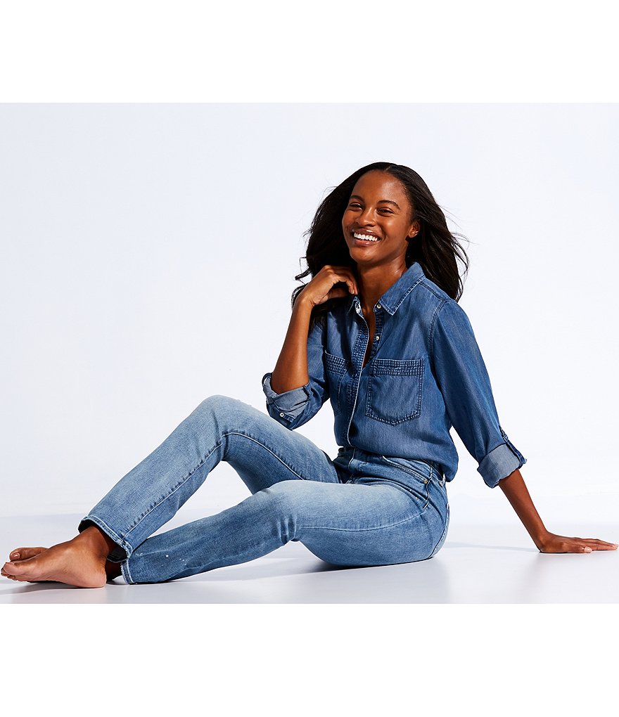 NYDJ Bleach Spot Detail Slim Bootcut Jeans