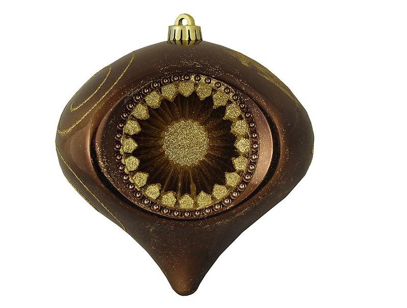 Northlight 8" Glittered Retro Reflector Shatterproof Christmas Onion Ornament - Brown