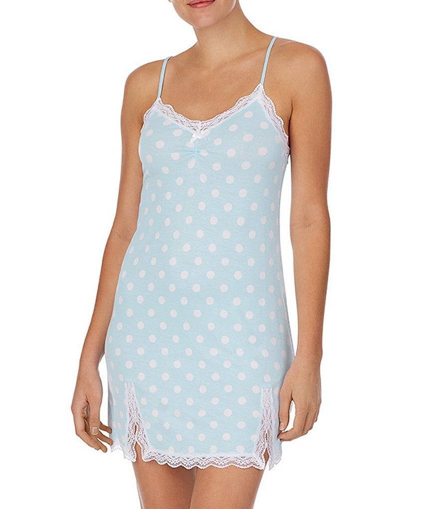 Papinelle Dot Print Modal Pleat Front Nightgown