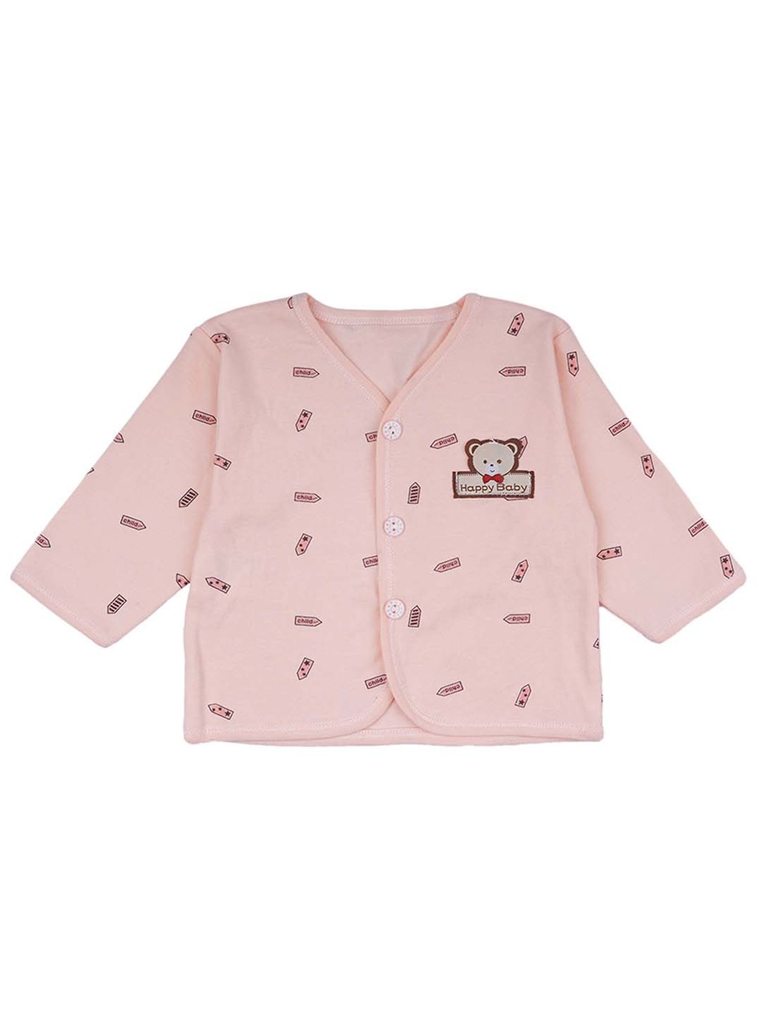 Baby Moo Kids Peach Printed Full Sleeves T-Shirt Set