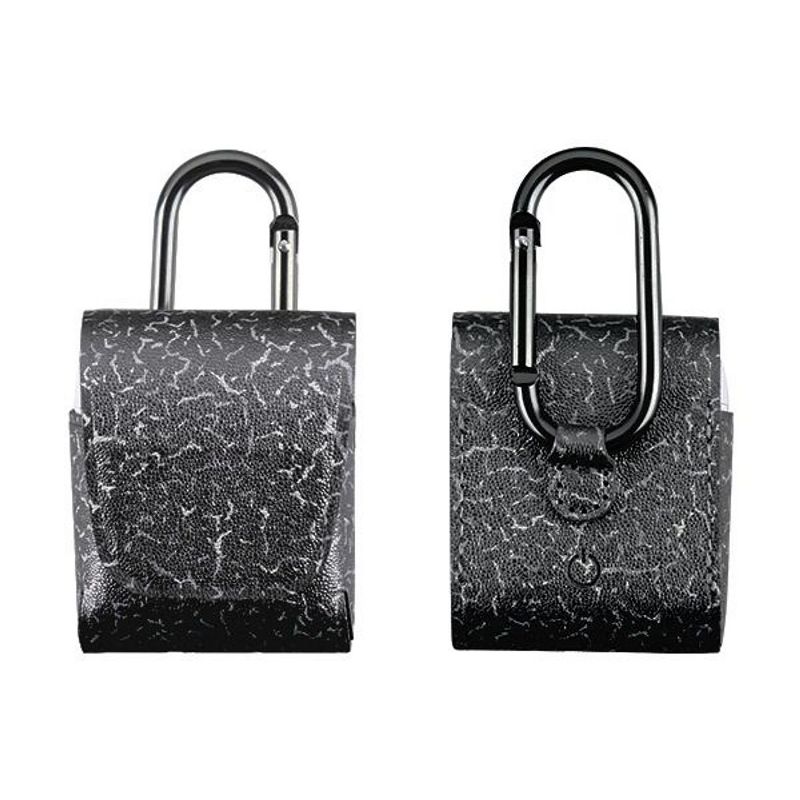 Valor Premium PU Leather Case Cover w/ Hookups Compatible with Apple AirPods/AirPods 2, Black