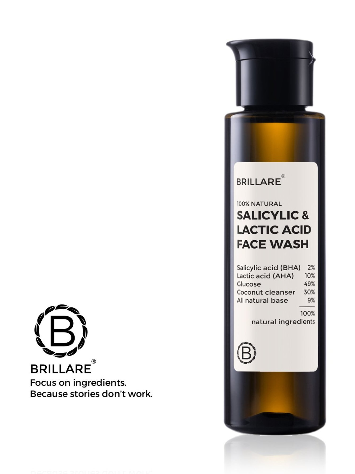 Brillare 100% Natural Salicylic & Lactic Acid Face Wash - 100 ml