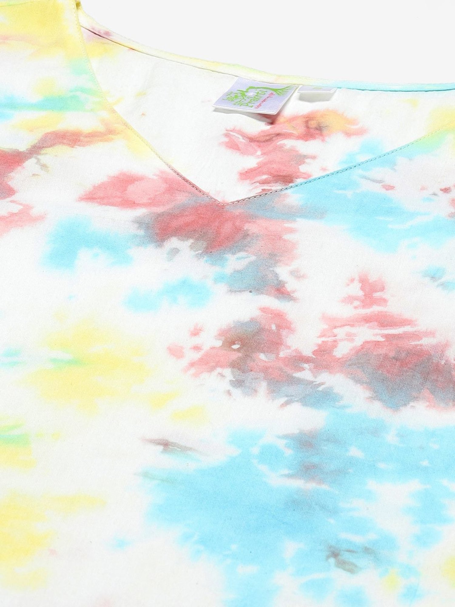 Prakrti White Cotton Printed Straight Short Kurti